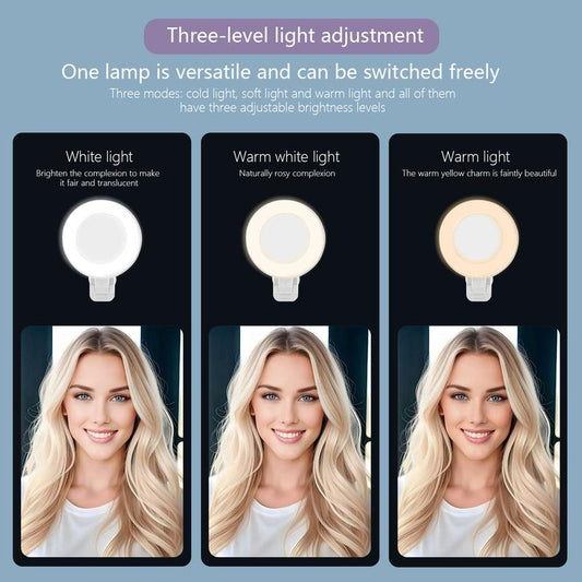 360Β° LED Ring Light with Mirror & Phone Holder οΌ3-In-1 Rechargeable Makeup Light for Live Streaming, Video Calls, Selfie (Portable, 3 Color Temperatures, Foldable),Halloween,Halloween Makeup