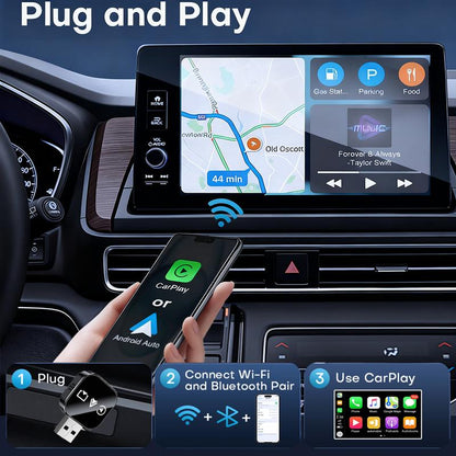 【Yurnlv】2026 Wireless Carplay Adapter for Iphone/Android - Fastconnection,No Latency,Hands-Free Call Wireless Adapter Electronic Charger Carplay Dongle，Cars Accessories Wired to Wireless Carplay Adapter