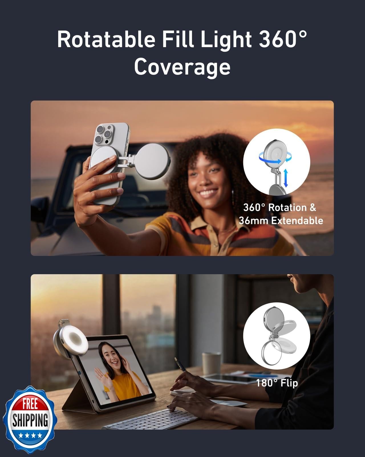 TELESIN C03 Magnetic Selfie Light, Phone Light Compatible with Iphone Magsafe