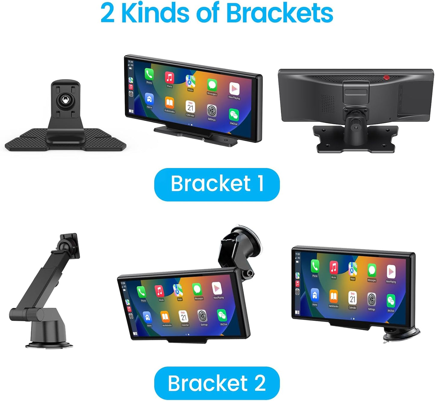 MHCABSR 10.26" Wireless Apple CarPlay & Android Auto Touch Screen with 4K Dash Cam and Backup Camera