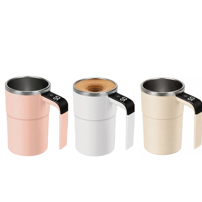 Intelligent coffee cup with lid, auto stirring & temperature display
