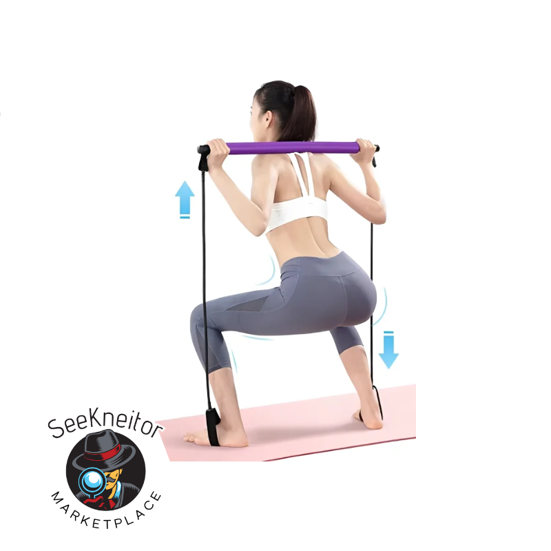 Portable yoga and pilates bar with resistance band