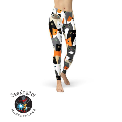 Womens All Over Print Cats Leggings