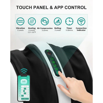 Shiatsu foot massager with soothing heat, deep kneading therapy, and air compression