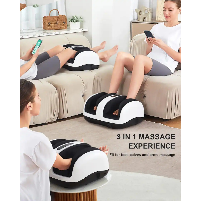Shiatsu foot massager with soothing heat, deep kneading therapy, and air compression