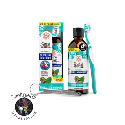 Gurunanda Cocomint Pulling Oil with 7 Essential Oils & Vitamins D, E & K2 - 8 Oz