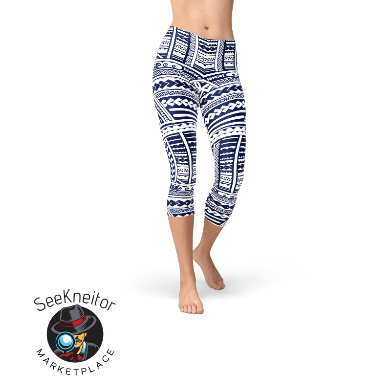 Polynesian Maori Tattoo Capri Leggings