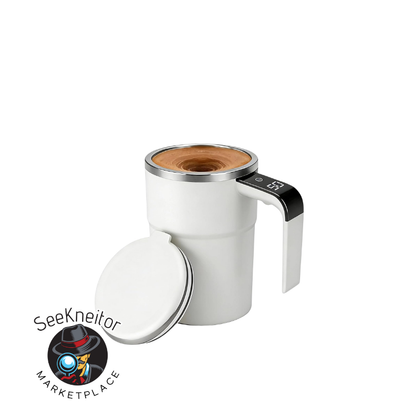 Intelligent coffee cup with lid, auto stirring & temperature display