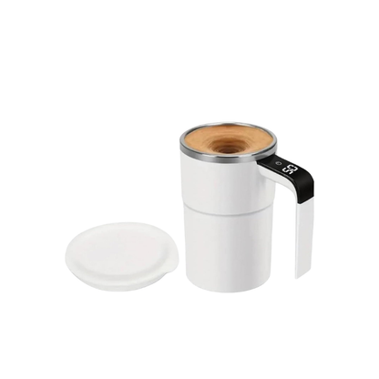 Intelligent coffee cup with lid, auto stirring & temperature display
