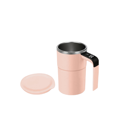 Intelligent coffee cup with lid, auto stirring & temperature display