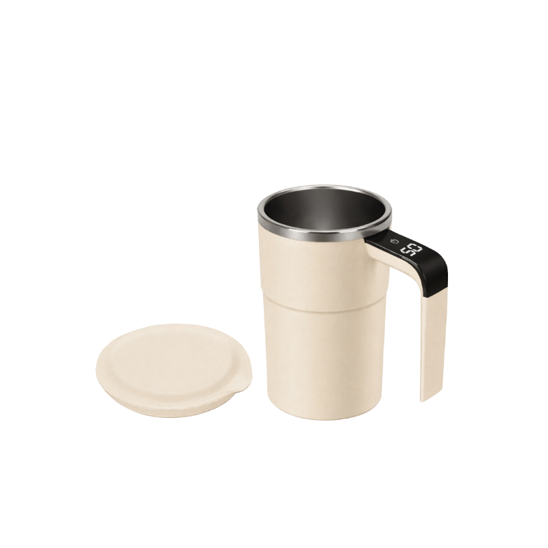 Intelligent coffee cup with lid, auto stirring & temperature display