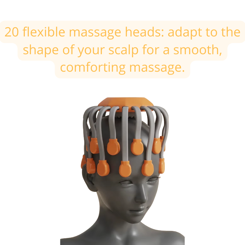 20-head scalp massager with red light & vibration