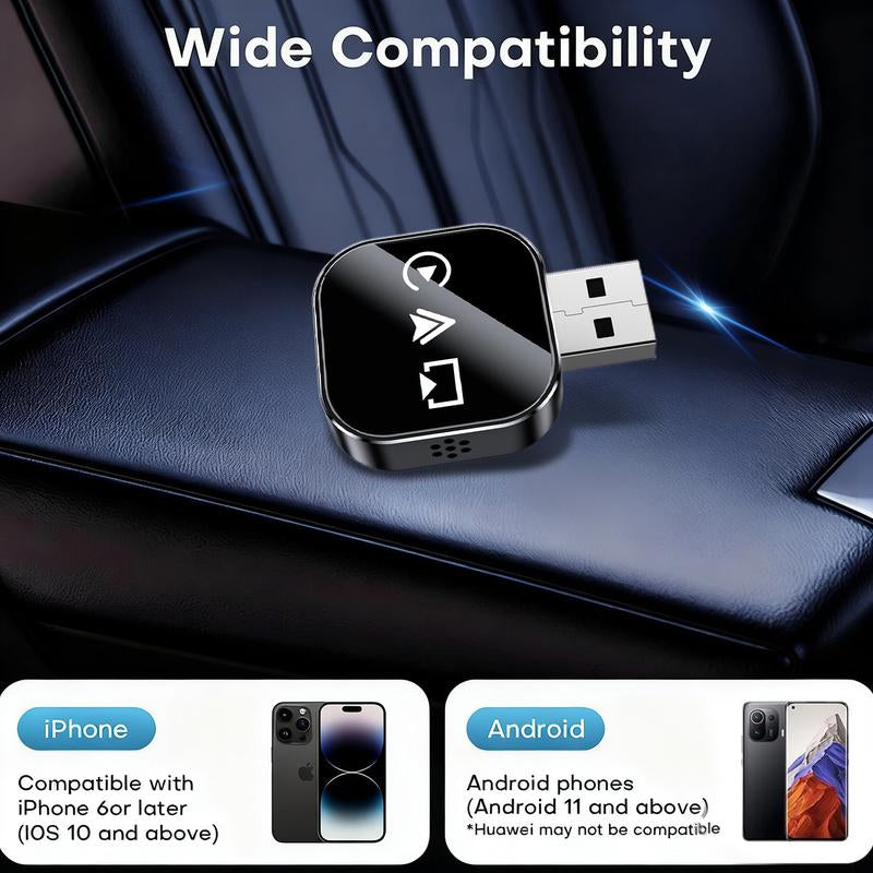 【Yurnlv】2026 Wireless Carplay Adapter for Iphone/Android - Fastconnection,No Latency,Hands-Free Call Wireless Adapter Electronic Charger Carplay Dongle，Cars Accessories Wired to Wireless Carplay Adapter
