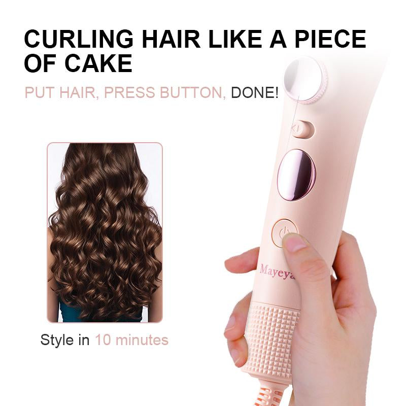 Mayeya Automatic Curling & Straightening Iron - Pink Multifunctional Styler with Dual Swivel & Anti-Iron Feature - Heat Free Hair Waver for Natural Waves - Travel Friendly Lazy Curling Tool