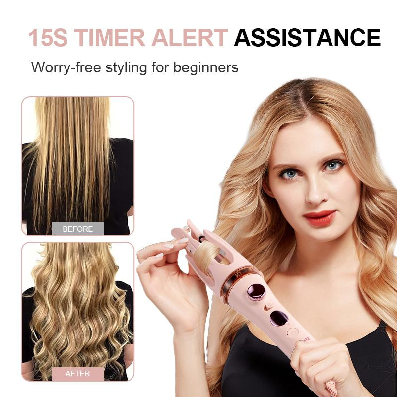 Mayeya Automatic Curling & Straightening Iron - Pink Multifunctional Styler with Dual Swivel & Anti-Iron Feature - Heat Free Hair Waver for Natural Waves - Travel Friendly Lazy Curling Tool