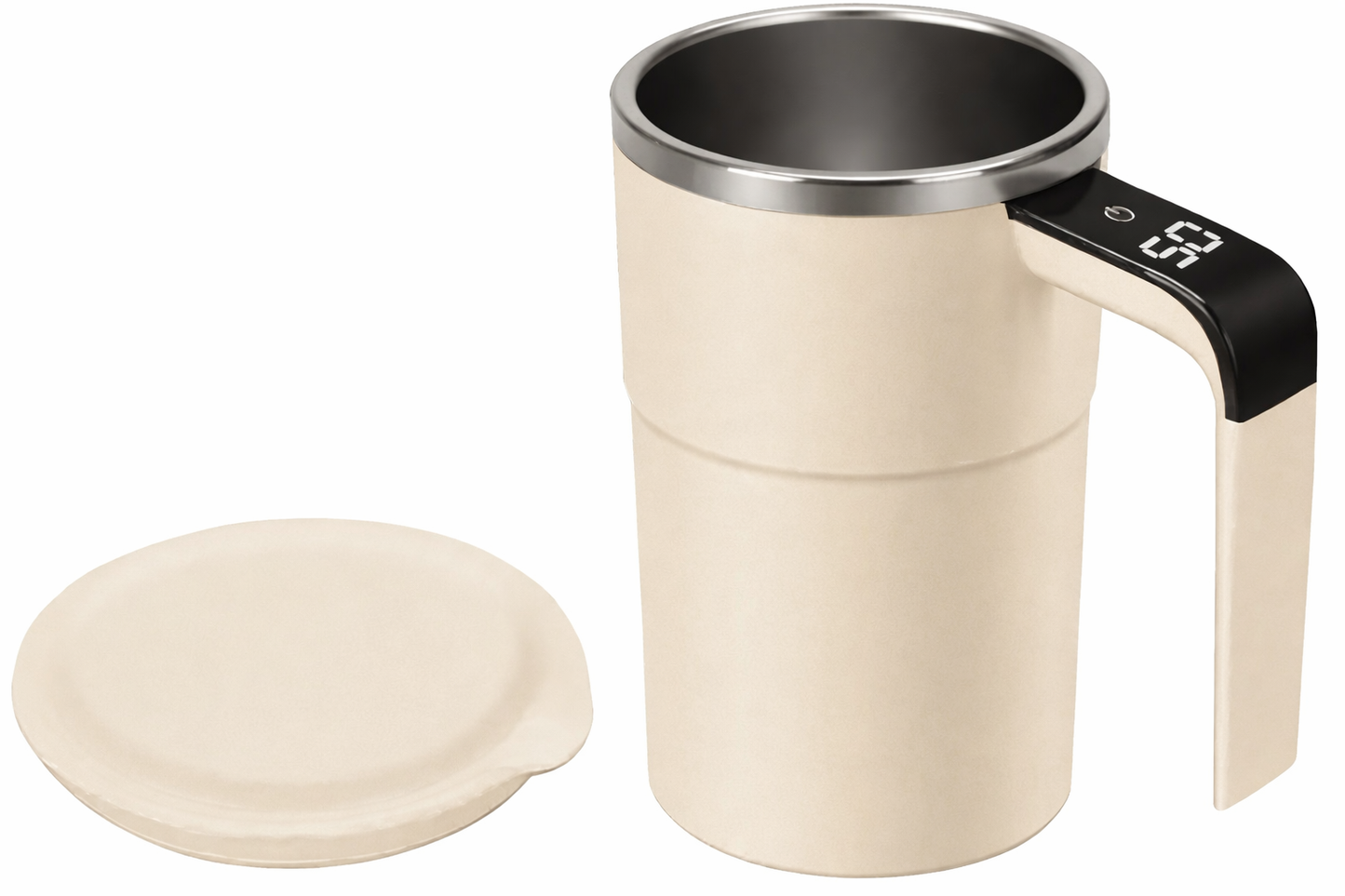 Intelligent coffee cup with lid, auto stirring & temperature display