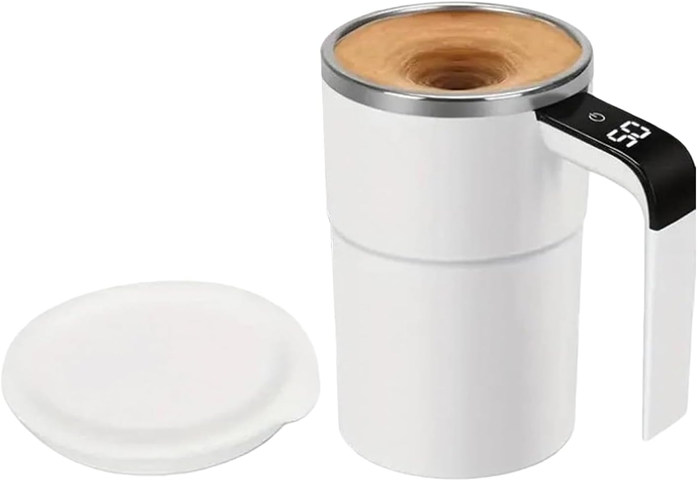 Intelligent coffee cup with lid, auto stirring & temperature display