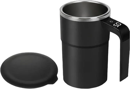 Intelligent coffee cup with lid, auto stirring & temperature display