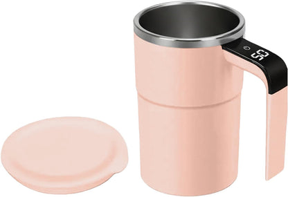Intelligent coffee cup with lid, auto stirring & temperature display